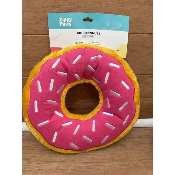 NWT ZippyPaws Jumbo Donutz Plush Dog Toy - Fun & Safe Stuffed Toy For Pets - Picture 1 of 4